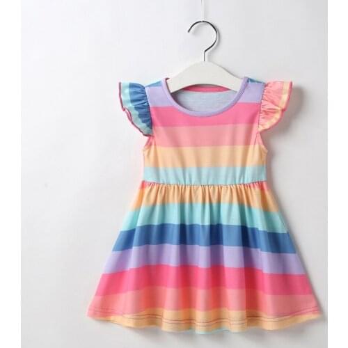 New Newborn Baby Clothes Girl Dress Summer Kids Clothing Cotton Colorful Rainbow Striped Sleeveless Princess Vest Dresses 0-5Y
