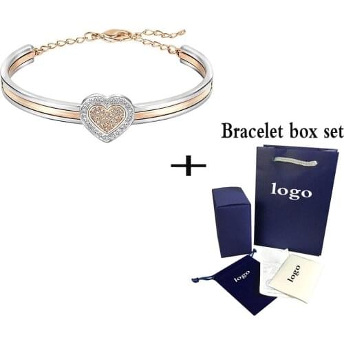 New Cupid Bangle Double Color Heart Combination Elegant Love Pattern Crystal Give Lovers Best Commemorative Gift Set