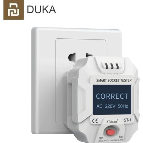 New DUKA Outlet Tester with Voltage 90-250V Socket Tester Automatic Electric Circuit Polarity Voltage Detector Breaker Finder