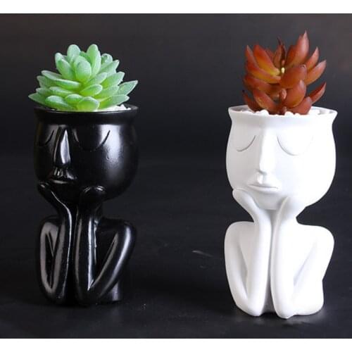 New Creative Art Portrait Sculpture Vase Flower Pot Garden Storage Abstract Character Succulents Plant Pot Micro Landscape Decor