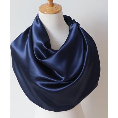 90*90cm Solid Neck Scarf For Women Bandana Head Scarfs Female Square Shawls Wraps Fashion Kerchief Silk Hair Scarves For Ladies