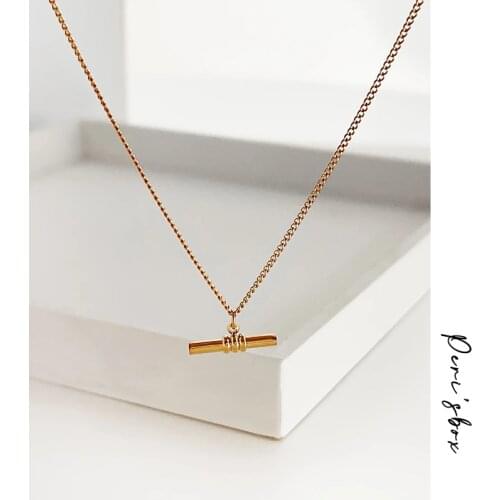 PerisBox Minimalist Stainless Steel Toggle Pendant Necklace For Women Daily Dainty Thin Link Chain Bar Charm Necklaces