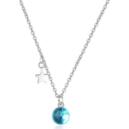 New Arrival Lady Silver 925 Clavicle Necklace Jewelry Female Fashion Crystal Ball Star Pendant Necklace For Women Accessories