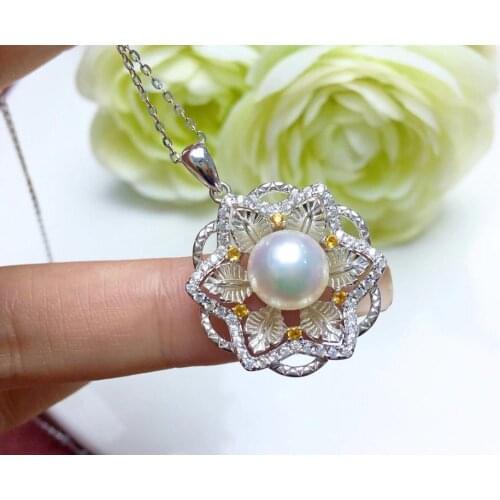 Flower 925 Sterling Silver Pendant Mountings Base Findings Jewelry Fittings Accessories Parts for Pearls Stones Crystal Coral