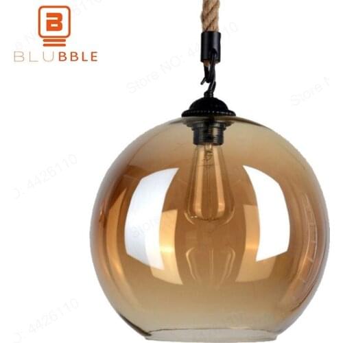 BLUBBLE Glass Spherical Pendant Light AC 90V-240V LED Cord Pendant Lamp Plated Transparent Hanglamp Vintage Classic Hanging Lamp