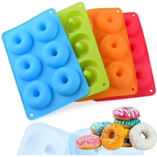 Silicone Donut Mold Pastry Cake Non-Stick Mould 6 Cavity Reusable Heat-resistant Doughnut Baking Tray Donuts Maker Baking Tools