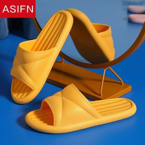 ASIFN Summer Indoor Bathroom Women Men Slippers House Slides Soft Bottoms Non-slip Ladies Shoes Zapatillas De Mujer Home Sandals