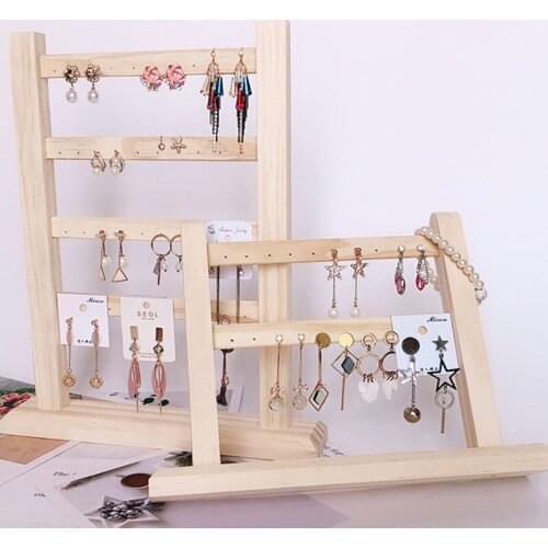 Wood Earring Stand Earring Holder Display Jewelry Display Rack Tiered Jewelry Packaging