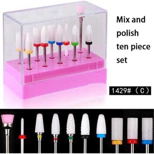 Nail Drill Bits 10PCS Gel Nail Drill Acrylic Drill Fingernails Cuticle Cutter Nailfile Nail Drill Bit Corn Ceramic Grinding Head