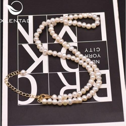 Xlentag Handmade Pearl Necklace Piercing Jewelry Simplicity Cute Necklace Party Birthday Gifts Natural Pearl Jewelry GN0236