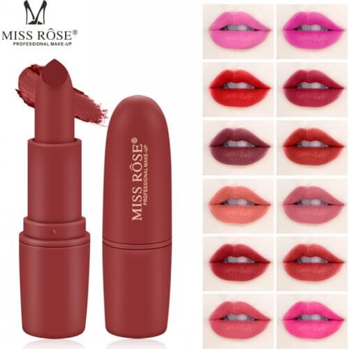 MISS ROSE Women Matte Lipstick Waterproof Magic Velvet Lip Stick 18 Colors Sexy Red Pigments Makeup Nude Lipsticks Beauty Lips