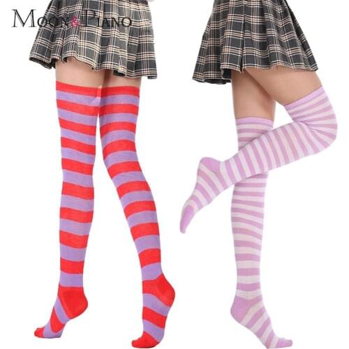 Woman Over The Knee Socks Colorful Striped Long Stockings European and American Warm Comfortable College Style Long Tube Sock