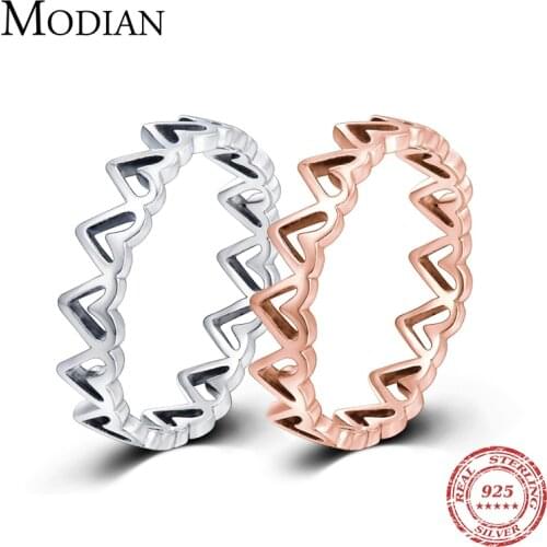 Modian Irregular Hearts Stackable Finger Ring Fashion 925 Sterling Silver Simple Delicate Rings For Women Romantic Fine Jewelry