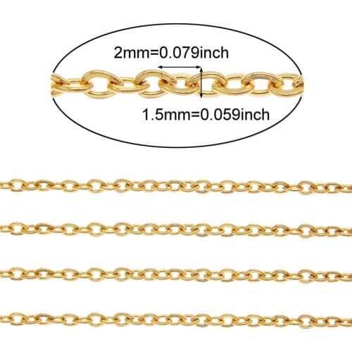 Julie Wang 1 Meter 2*1.5mm Stainless Steel Golden O Chain Necklace Bracelet Anklet Jewelry Making Accessory