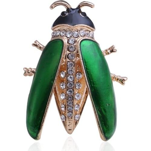 2020 Fashion 28x37mm Gold Cicada Beetle Brooch Drop oil Cute Insect Series Brooch Fit For Women Garment Accessories Brooch