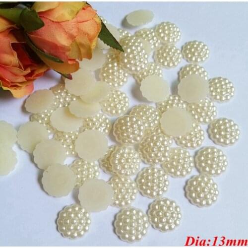 100pcs/lot 13mm imitation white plastic beads flatback cabochon Scrapbooking for Craft Clothes Bags Footware Diy Crafts Jewelry