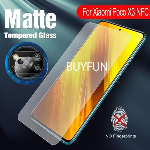 2-in-1 For Xiaomi Poco X3 Matte Glass For Pocophone X3 Tempered Glass Screen Protector For xiaomi Poco X3 with Camera Lens Film