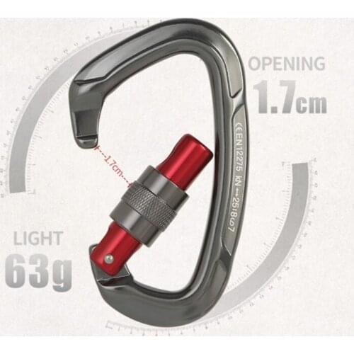 25KN D Shape Carabiner Key Hooks Climbing Buckle Outdoor Protective Tools Safety Master Screw Lock Aluminum Alloy Caving Rock