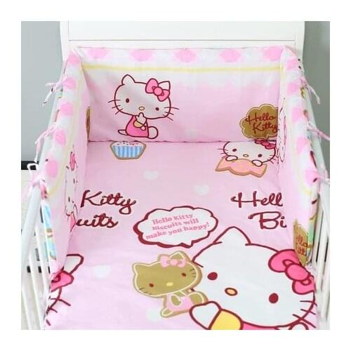 6PCS Baby Bed Accessories Good Quality Crib Bedding Cotton Set Baby Bedding Set Baby Bed Safety Fence (4bumper+sheet+pillowcase)