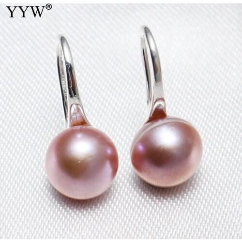 8-9mm Button Freshwater Pearl Pendant Earring Wedding Earring Hook Natural Pearl Dangle Earrings For Woman Fashion Jewelry 1pair