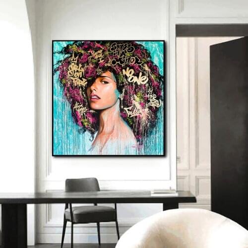 Abstract Graffiti Hair Beauty Girl Canvas Painting Prints Modern Lady Wall Art Poster Prints Graphic Home Decoration Unframed