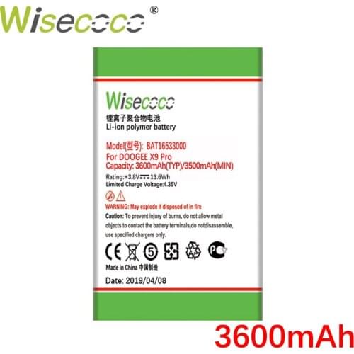 WISECOCO 3600mAh BAT16533000 Battery For DOOGEE X9 Pro Phone In Stock High Quality Battery+Tracking Number