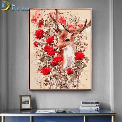 Nordic “Deer And Flowers”5D Diamond Painting Animal Square/Round Embroidery Cross Stitch Painting Mosaic Art Home Decor Gift