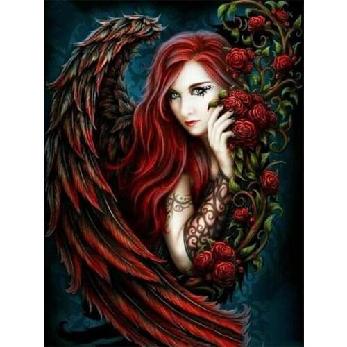 Full Square Round Drill 5D DIY Diamond Painting Woman Wing Darkness Embroidery Cross Stitch 3D Home Decor Forest Angel,A2207