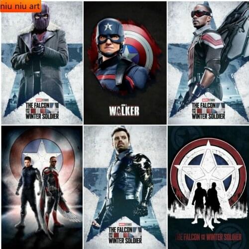 Marvel Movie Falcon and the Winter Soldier Full Diamond Embroidered Diamond Painting Diamond Mosaic Cross Stitch Kits Room Decor