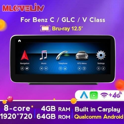 Android 10 Car DVD Rdio Player GPS Navigation For Mercedes Benz C-Class W205/GLC-Class X253/V-Class W446 2015-2018 DSP Carplay