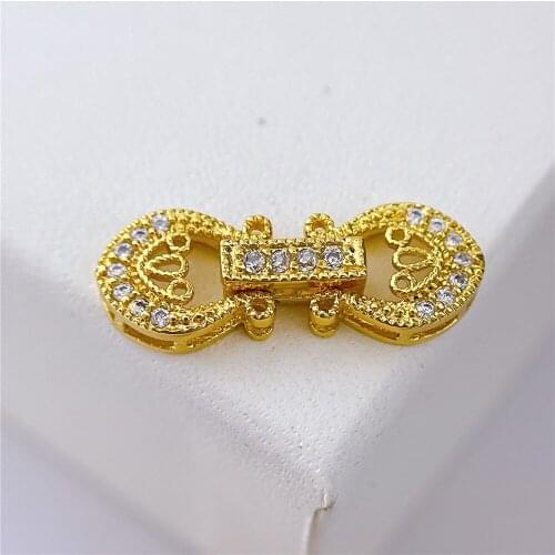 Free Shipping 18k Real Gold Plated Pearl Bracelet Clasp Beads High Quality for DIY Jewelry Making Fastening Findings Accessories