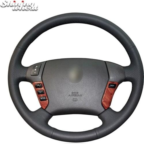 Shining wheat Black Leather Car Steering Wheel Cover for Toyota Crown 2006-2009