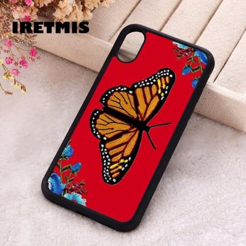 Iretmis 5 5S SE 2020 phone cover cases for iphone 6 6S 7 8 Plus X Xs Max XR 11 12 MINI Pro Soft Silicone TPU Red Butterfly