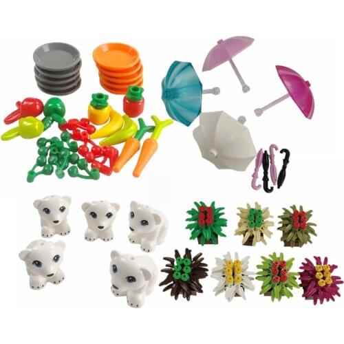 Creactor City MOC Series Toys For Children Foods Sets Dogs Flowers Umbrella Accessories Bricks Cities Compatible Building Blocks