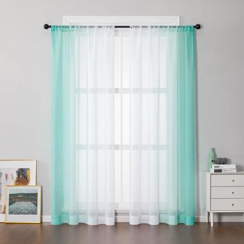 DK Gradient Lake Blue Tulle Curtains for Living Room Bedroom Height 400cm Organza Voile Curtains Window Treatment Panels Drapes