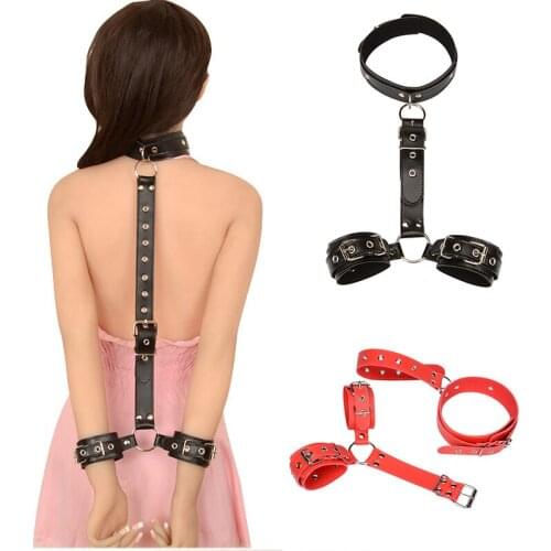 Erotic Toys Anti-Back Handcuff Ankle Cuff Bdsm Bondage Neck Wrist Restraints Slave Femdom Adults Sm Games Sex Toys For Couples