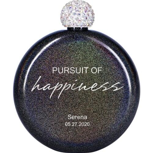 Custom Engraved Glitter Spirit Hip Flask Stainless Steel 5oz Purse Wine Flask Rhinestone Cap Unique Gift for Women Dropshipping