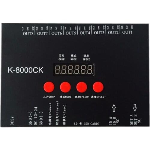 K-8000CK (T-8000'upgraded version),LED pixel SD card controller;off-line;8192 pixels controlled;SPI signal output