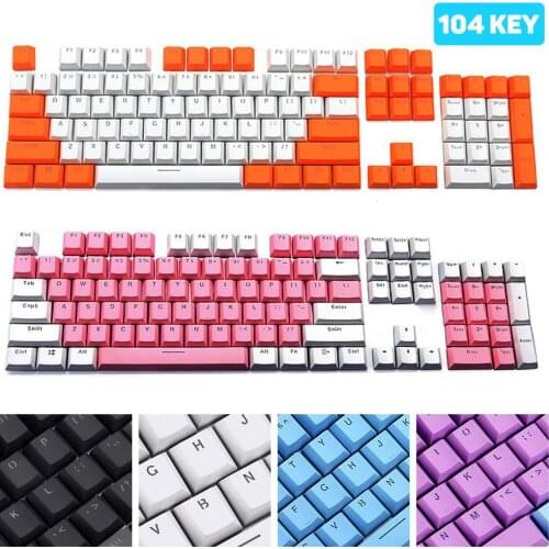 1Set Translucent Double Shot PBT 104 KeyCaps Backlit For Outemu For Gateron For Kailh For Mechanical Cherry MX Switch