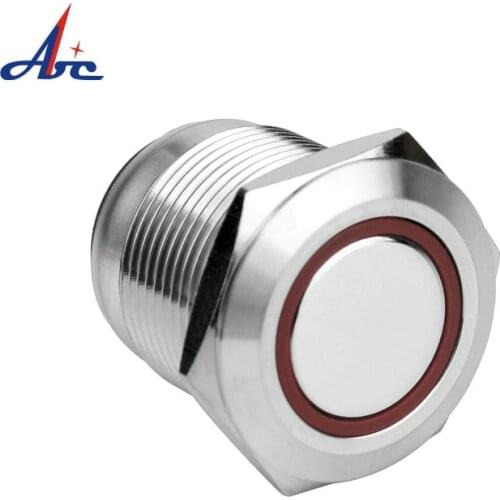 19mm Dia StainlessSteel Button Red Ring Non-Illuminated Latching Waterproof Push Button Switch
