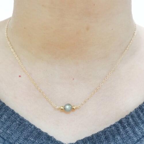 Labradorite Moonstone Necklace Natural Gemstones 14K Gold Filled Neck Chains Pendants Choker Women Gift Necklace Collar Mujer
