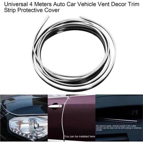 Fashionable Universal 4 Meters Auto Car Vehicle Vent Decor Strip Chrome Plated Trim Strip Protective Cover Decoration NEW