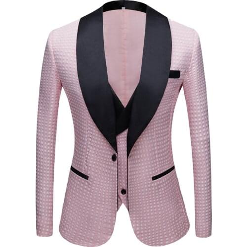 Mens Pink Vintage 2 piece suit Hot spring mens latest custom design suit groom wedding suit Night Club Singers Prom Party