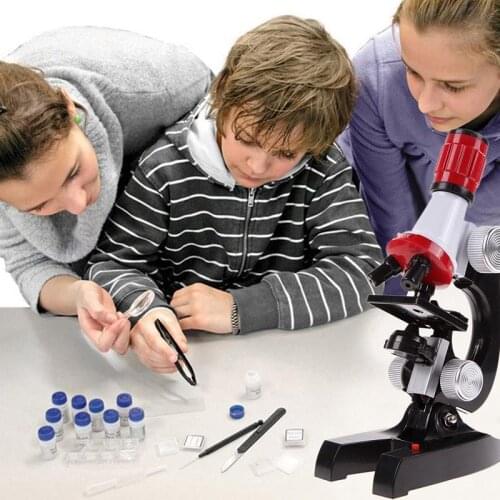 Microscope Kit Lab LED 100X-1200X Home School Science Educational Toys Refined Biological Microscope For Children Kids Gift