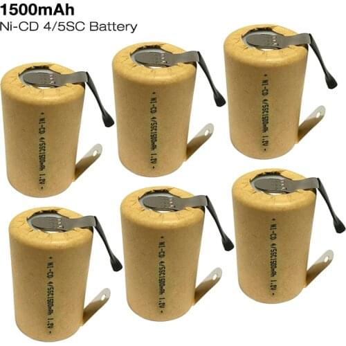 4/5SC Battery 1.2V 1500mAh Ni-CD Rechargeable SC Battery with welding tabs for Flashlight Power Bank Power Tools Torch Battery