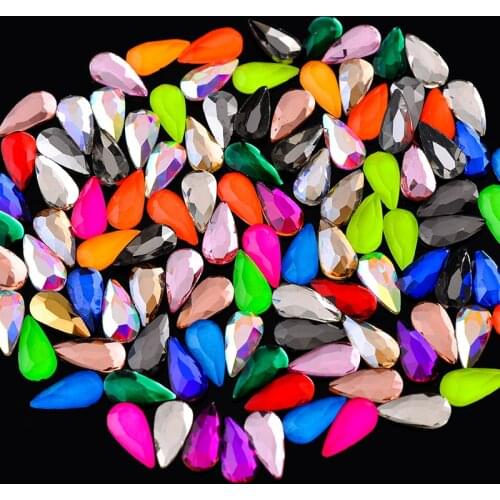 New Sparking Water Drops 4x8mm Neon Colors 20pcs/Pack Rhinestone Crystal Flat Marquise Stone For 3D Nail Art Salon Decoration