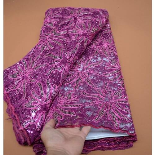 New Listing Familiar Nigerian Lace Fabric 2021 Latest High Quality Sequins Lace Fabric Embroidered Tulle African Lace Fabric