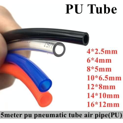 5 Meter Pneumatic Tube Air Tubing Component Pneumatic Air Hose 4mm 6mm 8mm 10mm 12mm PU Pipe Air Line Hose for Compressor