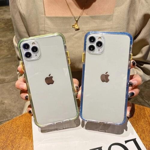 Shockproof Bumper Clear Phone Case for IPhone 11 12 Pro Max SE 2020 Soft Candy Color Cover for IPhone XR X XS Max 7 8 Plus 11 12