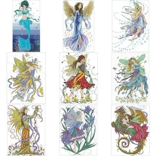 Angels and fairies patterns counted 11CT 14CT 18CT Cross Stitch Sets DIY Cross-stitch Kits Embroidery Needlework